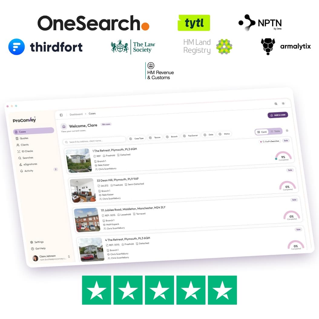 Conveyancing case management software in ProConvey showing a structured case record